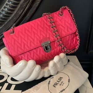 Authentic Prada Tessuto quilted fuschia flap bag